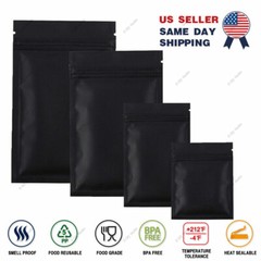 Multiple Sizes Double-Sided Matte Black Foil Mylar Flat Zip Lock Pouch Bag B01