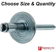 Large Flange Pop Rivets All Steel Dome Head Blind (Choose Size & Quantity)