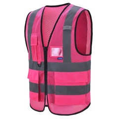 Xsmall Pink High Visibility Mesh Safety Reflective Vest With Pockets And Zipper
