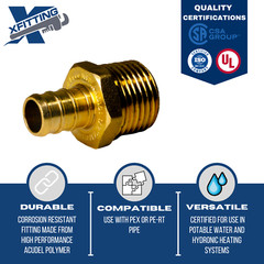 25 PIECES 1/2″ PEX X 1/2″MALE NPT THREADED ADAPTER-BRASS CRIMP FITTING LEAD FREE