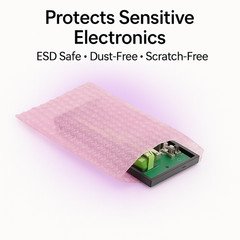4×5.5 Anti-Static Bubble Out Pouches | Self Seal 3/16″ Cushion Bags | Pink