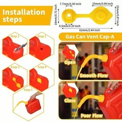 5X Replacement Gas Can Spout Nozzle Vent Kit For Plastic Gas Cans Old Style Caps