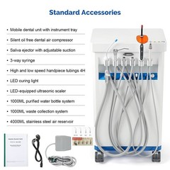 FDA Portable Dental Delivery Unit Suction Air Compressor Cart/ Handpiece kit