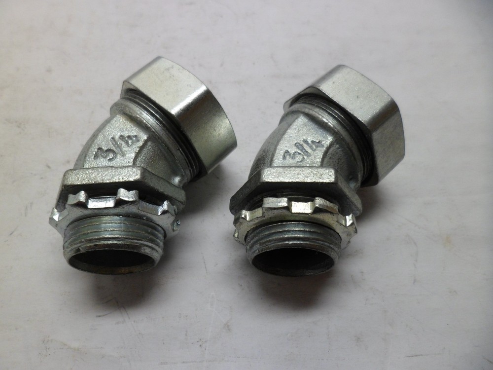 RACO 3/4″ FLEXIBLE CONDUIT CONNECTOR 45 degree ELBOW N.O.S. LOT OF 2 FREE SHIP