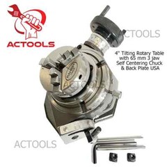 4′ Inch Tilting Rotary Table with 65 mm 3 jaw Self Centering Chuck & Back Plate