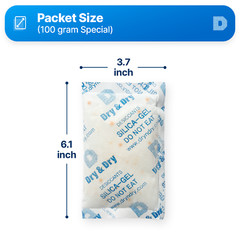 100 gram X 10 PK “Dry & Dry” Food Grade Orange Indicating Silica Gel Packets
