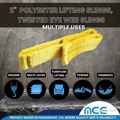 2″ x 3 / 6 / 9ft 1-Ply Twisted Eye Web Sling Lifting Strap Industrial 3100 lbs