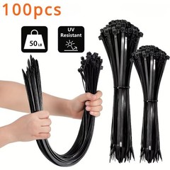 Nylon Zip Ties Black Heavy Duty Cable Ties Self Locking Wire Wrap Strap 100 Pcs