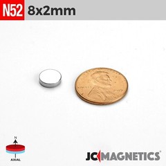 8mm x 2mm N52 Strong Round Disc Rare Earth Neodymium Magnet 8x2mm