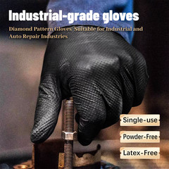 100Pcs 8Mil Heavy Duty Nitrile Gloves, Diamond Grip, Orange Latex &Powder Free