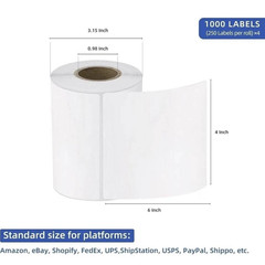 20 Rolls label 4×6 Direct Thermal Shipping 5000 labels Zebra Eltron ZP450 2844