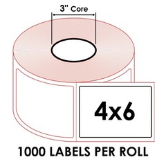 4×6 (4″ x 6″) Shipping White Direct Thermal Labels – 3″ Core – (2) Roll of 1000