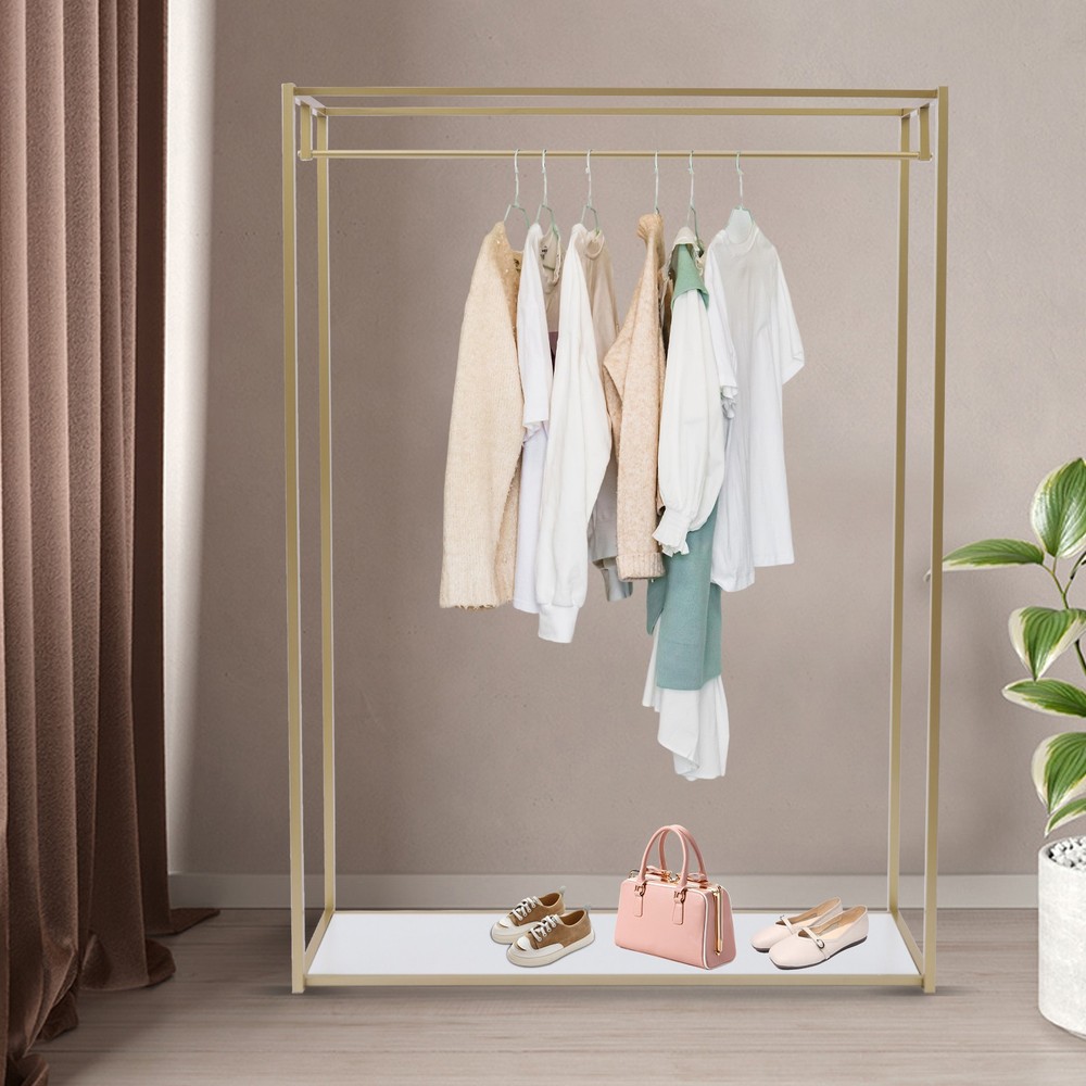 Wedding Dress Retail Studio Display Stand,Gold Floor-Standing Clothing Rack