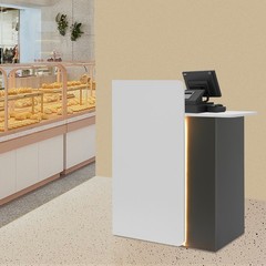 Modern Front Desk Reception Counter, Reception Desk for Salons with LED Light