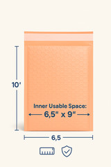 Peach Poly Bubble Mailers 6.5×10 Self-Seal Padded Envelopes | 25–1000 Pack | US