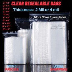 Clear 2 Mil & 4 Mil reclosable zip seal lock parts bag plastic lock bags jewelry