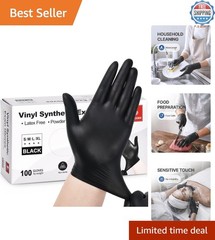 Vinyl Synthetic Exam Gloves, 4 Mil, Latex-Free 100 Count for Medical & Food Prep
