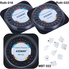 AZDENT Dental Orthodontic Ceramic Brackets 5*5 Roth MBT 022 Hooks 345 20Pcs/pack