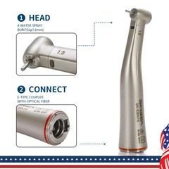 SKYSEA Dental 1:5 Fiber Optic LED Contra Angle Increasing Handpiece Fit Electric