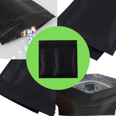 100 Flat Black Metallic Foil Resealable Bags Repacking Pouch w/ Variety of Sizes