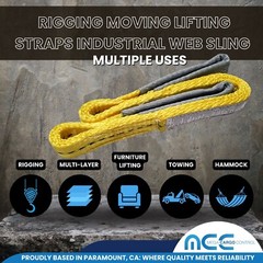 2 Pack 1″ x 3ft 2 Ply Polyester Flat Eye Lifting Sling Strap Web Sling 3100 lbs