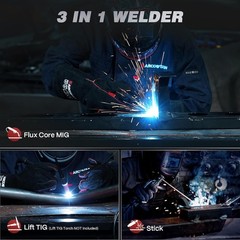 135A MIG Welder [Large LED Display] 110V Welder Flux Core MIG, Lift TIG, St