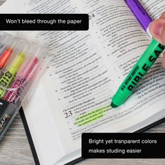 6 Bible Safe Gel Highlighters, Bright Neon Colors Yellow, Orange Pink Green Blue