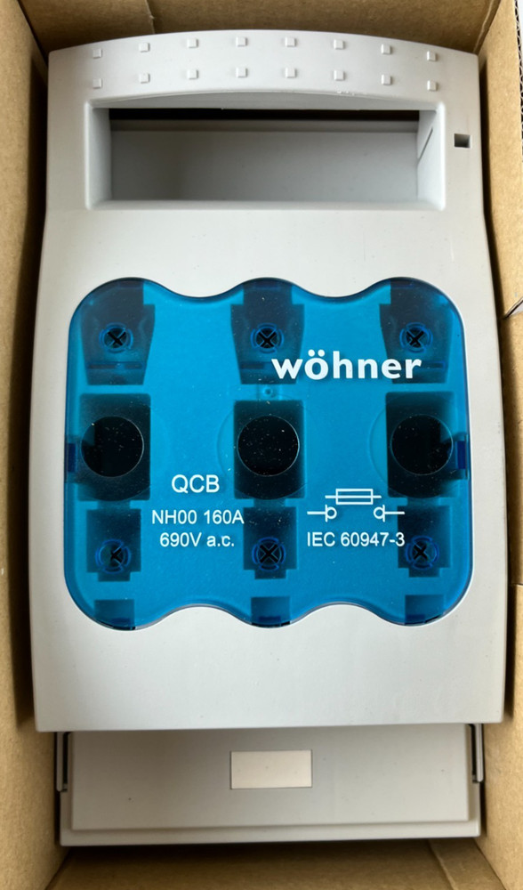 Wohner 33198000 QCB-NH00 160A 690V AC NH00 Fuse Switch Disconnector Busbar Mount