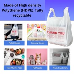 New Large 21 x 6.5 x 11.5 Thank You T-Shirt Plastic Black Bags 1000 FREESHIPPING