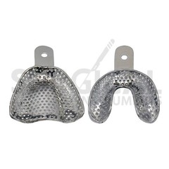 6 Metal Dental Impression Trays set Perforated Upper & Lower Denture Edentulous