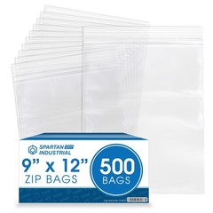 Spartan Industrial – 9” X 12” (500 Count) 2 Mil Clear Reclosable Zip Plastic Pol