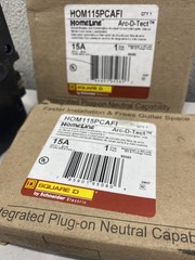 Lot of 2 SquareD/Homeline HOM115PCAFI Circuit Breaker 15A
