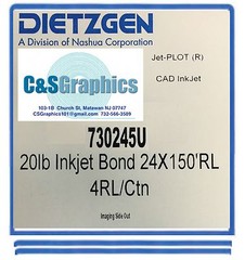 4 Rolls 24″x150′ 20lb Bond HP DesignJet Plotter Paper 2″ core 92 Bright white