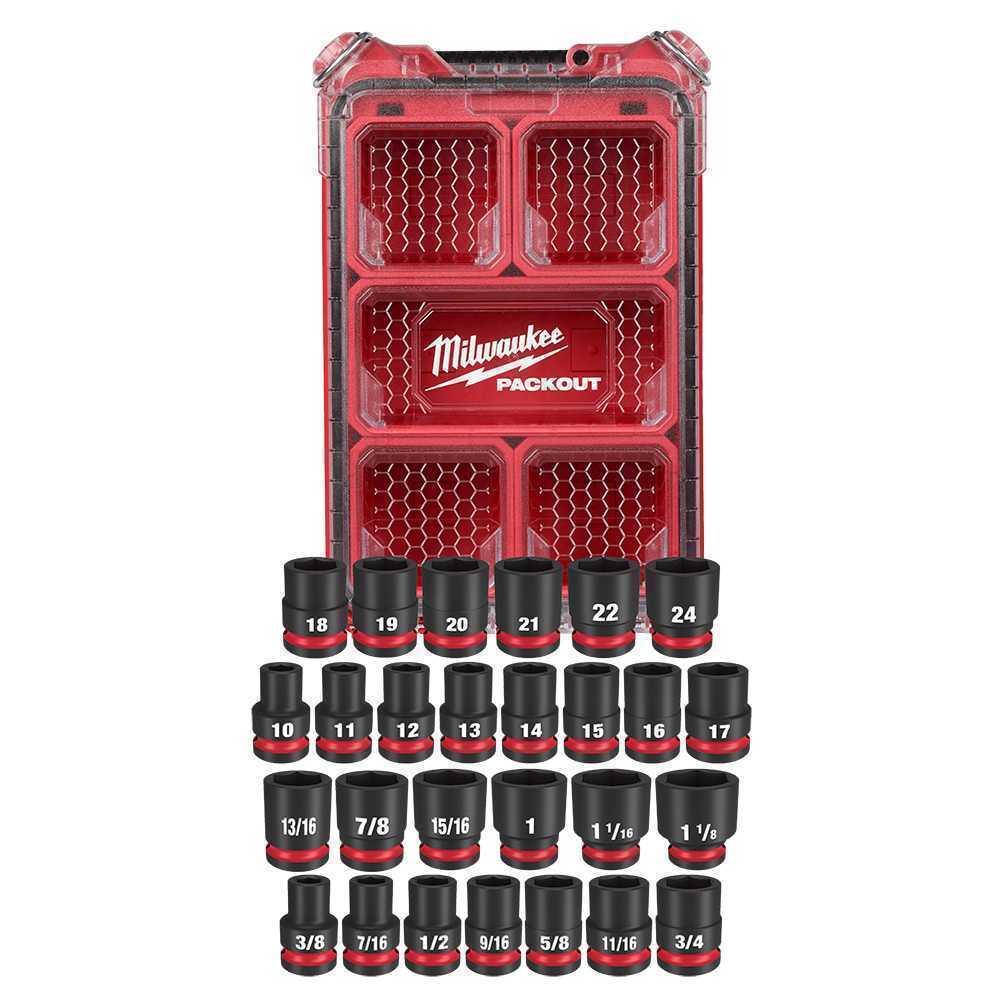 Milwaukee SHOCKWAVE 1/2” Impact Duty Socket MM PACKOUT Set – 27 PC 49-66-6804