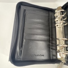 Franklin Covey Leather 6 Ringed Binder W/ Inserts Textured Pocket Compact Black