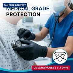 Schneider Nitrile Exam Gloves, 4 Mil Black Gloves Disposable Latex Free Powder F