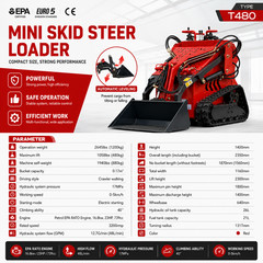 NEW 2645Lbs Tracked Mini Skid Steer Loader 23HP 3-Pumps Dual Level Operation EPA