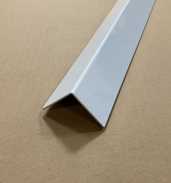 1.5″ x 1.5″ x 48″ Long – White Aluminum Plate OUTSIDE Corner Guard – .050″ Thick