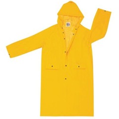 Yellow Safety Rain Coat Rain Jacket 49″ Detachable Hood .35mm PVC / Polyester