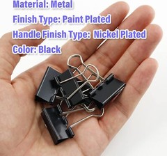 40 Pack 1 Inch / 25mm Binder Clips Black Paper Clips Medium Binder Clips Metal P