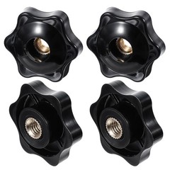 4 PCS 6 Star Knobs, Black Nylon Screw-On Type Thru Threaded Knob Nuts, M6 Hex…