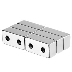 1 x 1/2 x 3/8 Inch Neodymium Rare Earth Countersunk Block Magnets N52 (6 Pack)