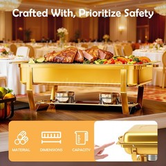 2/4/6X 9Qt Chafing Dish Buffet Set GOLD Stainless Steel Chafer for Catering full