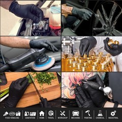 Dura-Gold HD Black Nitrile Disposable Gloves, Box of 100, Size Large, 6 Mil
