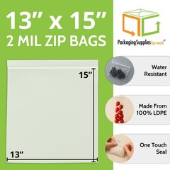 1000 13×15 Clear Plastic Zipper Poly Locking Reclosable Bags 2 MiL 13″x15″ Large