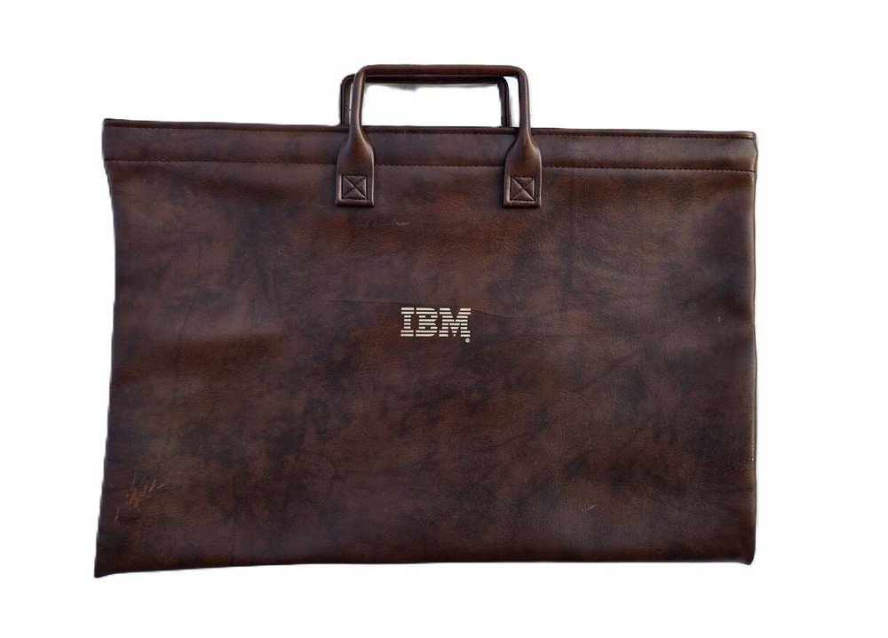 Vintage IBM Easy Open Document portfolio Holder with handles vinyl brown