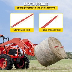 VEVOR 2Pcs Hay Bale Spear 49″ 4500 lbs Capacity Spike Fork for Tractors Loaders