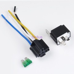 6 Pack 12V DC 30 Amp 4-Pin Automotive Relay Harness Set Switch Fuse US