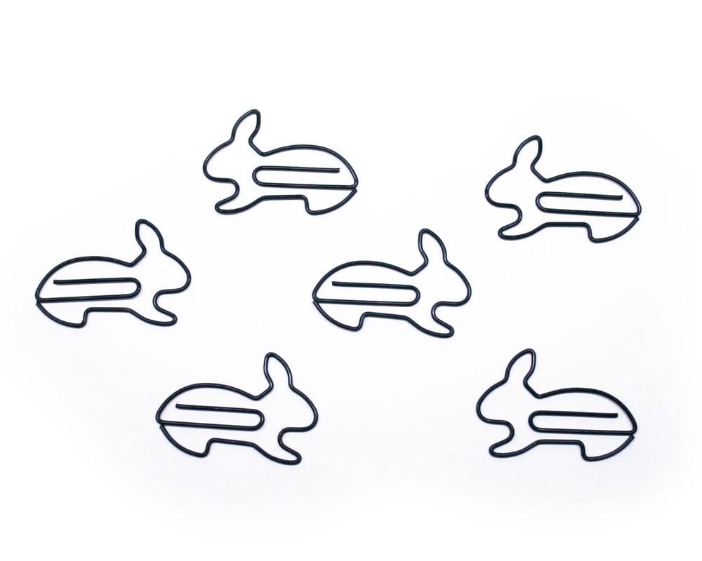 100 Count Bag Shaped Paper Clips Black Rabbit Clips by Butler in the Home