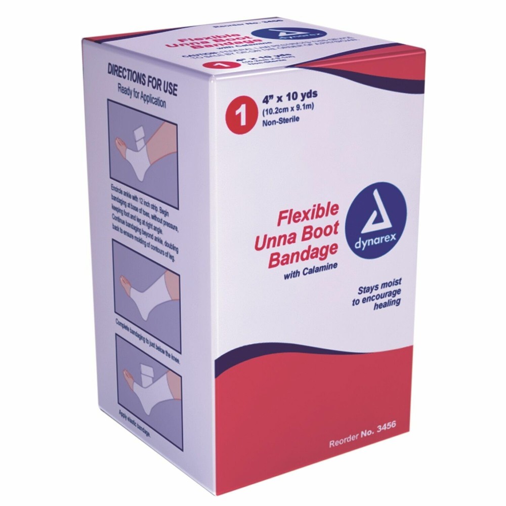 Flexible Unna Boot Bandage w/Zinc Calamine 4″x10 Yds Leg Ulcers Dynarex 3456